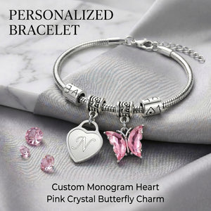 Personalized Heart Butterfly A-Z Bracelet | Birthday Graduation Gifts For Her