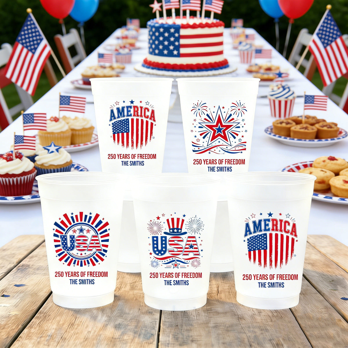 Personalized USA 250th Anniversary Party Cup With Name - Independence Day Decor For Families