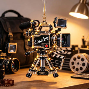 Personalized Movie Camera Christmas Ornament | Unique Christmas Gift For Filmmakers Videographer Lover