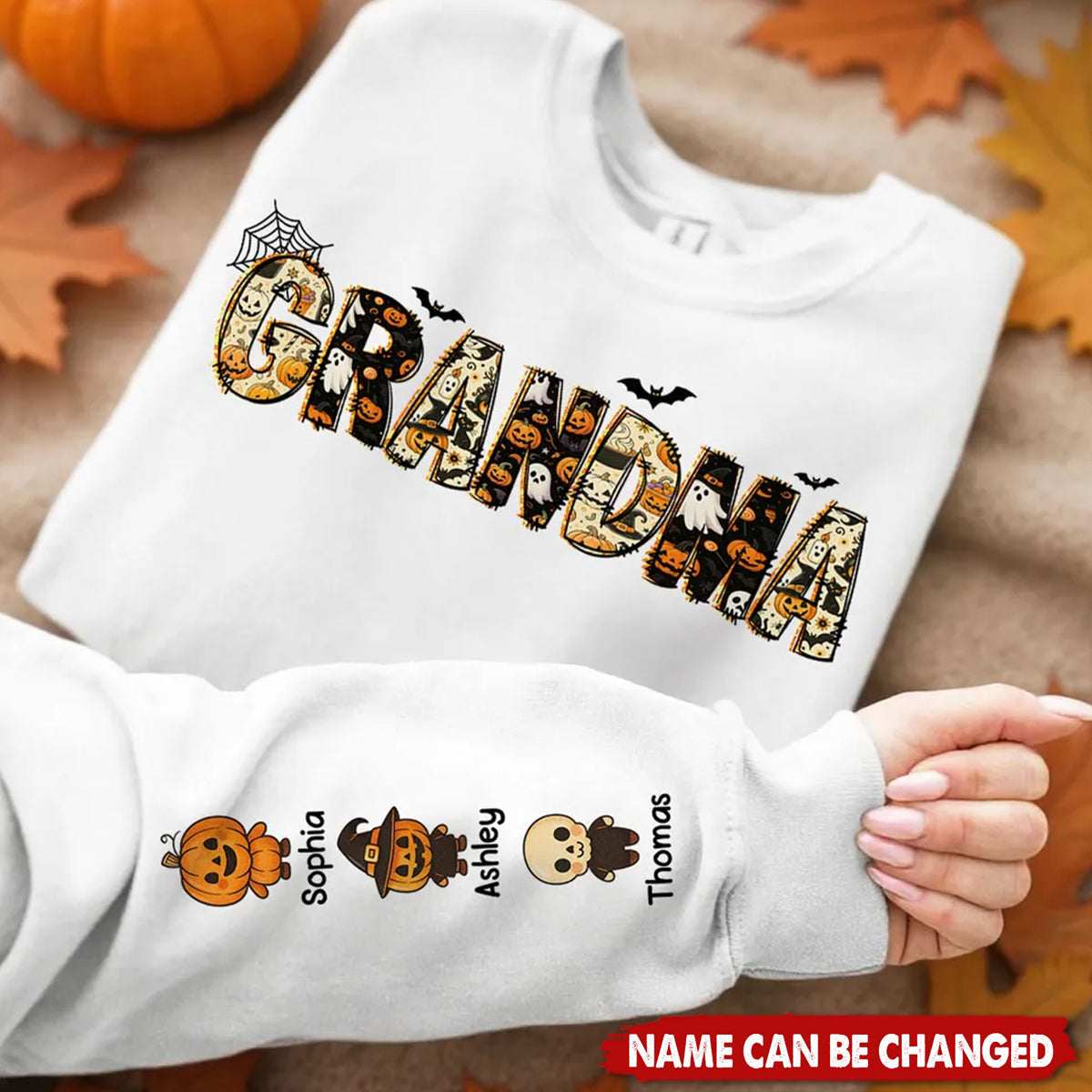 Personalized Halloween Sweatshirt With Family Names, Unique & Spooky Cute Gift For Gigi Mama Nana