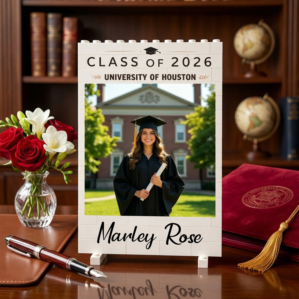 Personalized Graduation Brick Photo Frame | Senior College Grad Gift For Class of 2026 Graduates