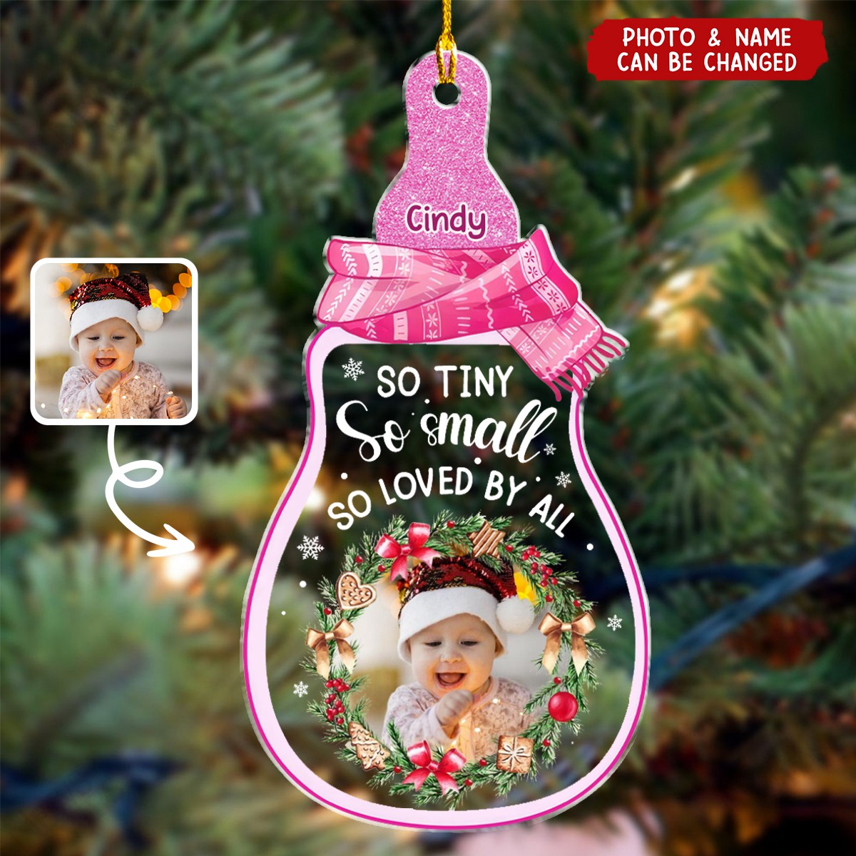 Personalized Christmas Ornament With Baby Photo & Name Gift For New Parents, So Tiny So Small So Loved By All