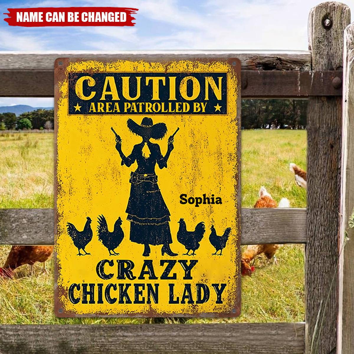 Personalized Chicken Rectangle Metal Sign - Crazy Chicken Lady For Mom Grandma For Her