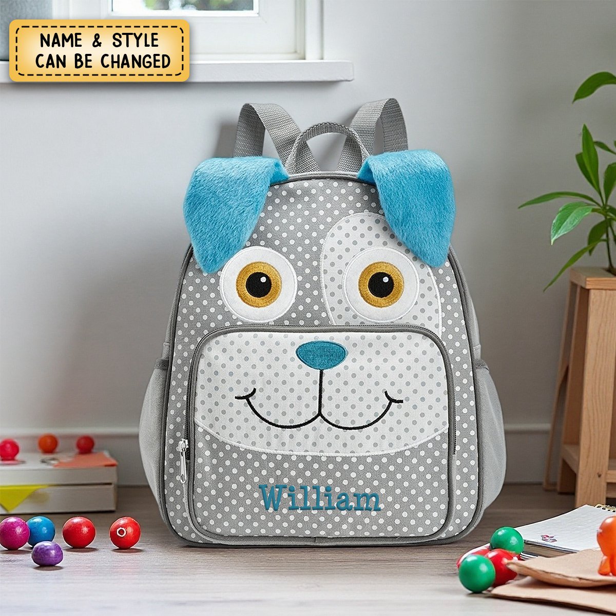 Personalized Embroidery Little Critter Backpacks -Custom Name,Classic Animal & Polka Dot Designs,Perfect Back-To-School Gift For Kids