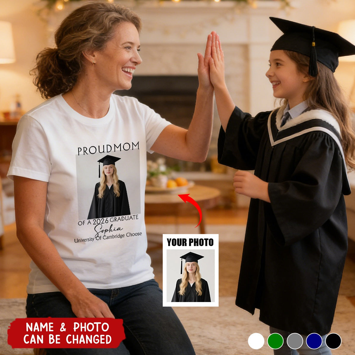 Personalized Proud Family Of A 2026 Graduation T-Shirt With Name & Year & Photo | Memory Apparel For Family Ceremony & Graduation Party