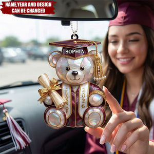 Class Of Graduation Bear - Personalized Acrylic Car Hanger Gift For Students