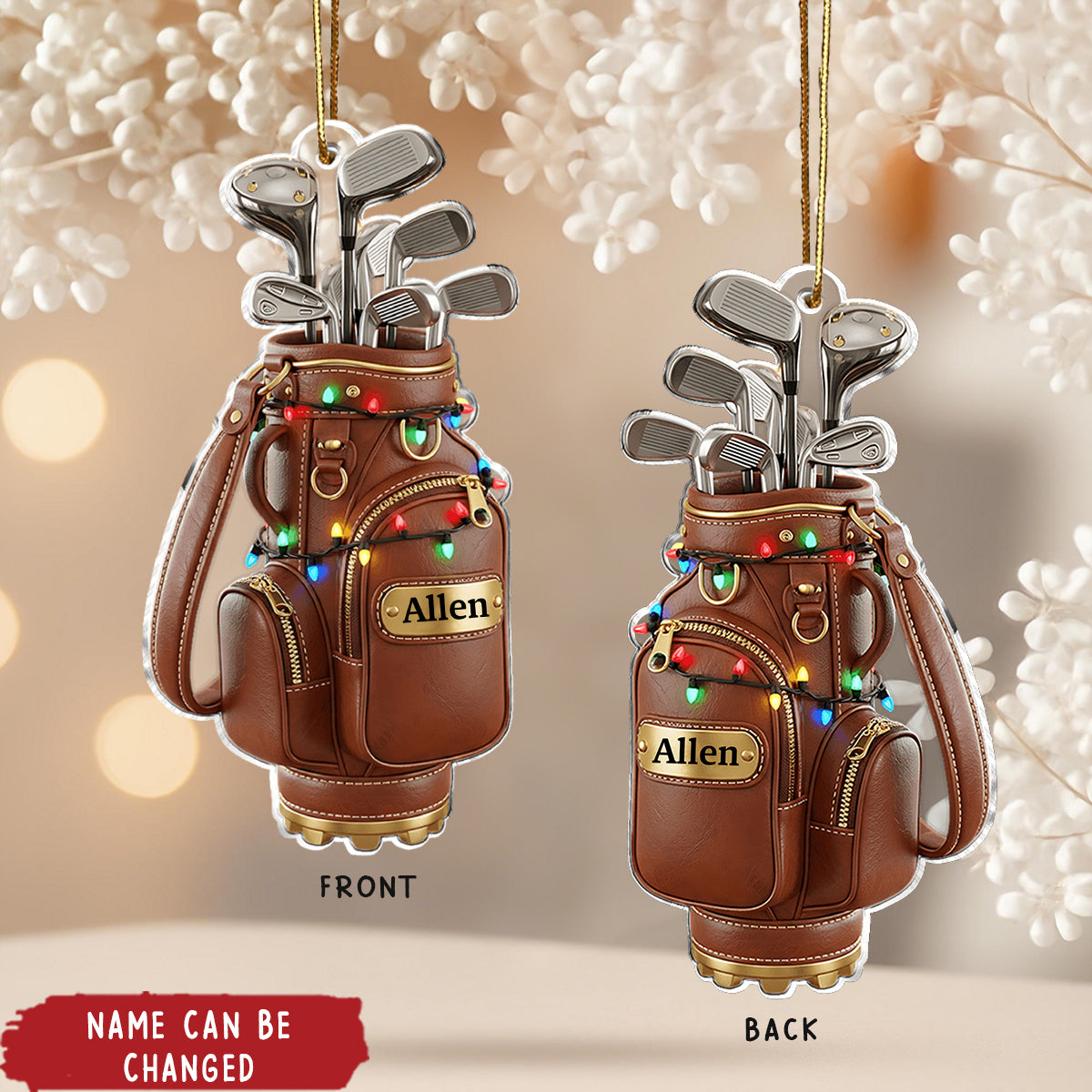Personalized Golf Bag Ornament With Name Exclusive Merry Christmas Gift For Dad Husband And Golf Lovers