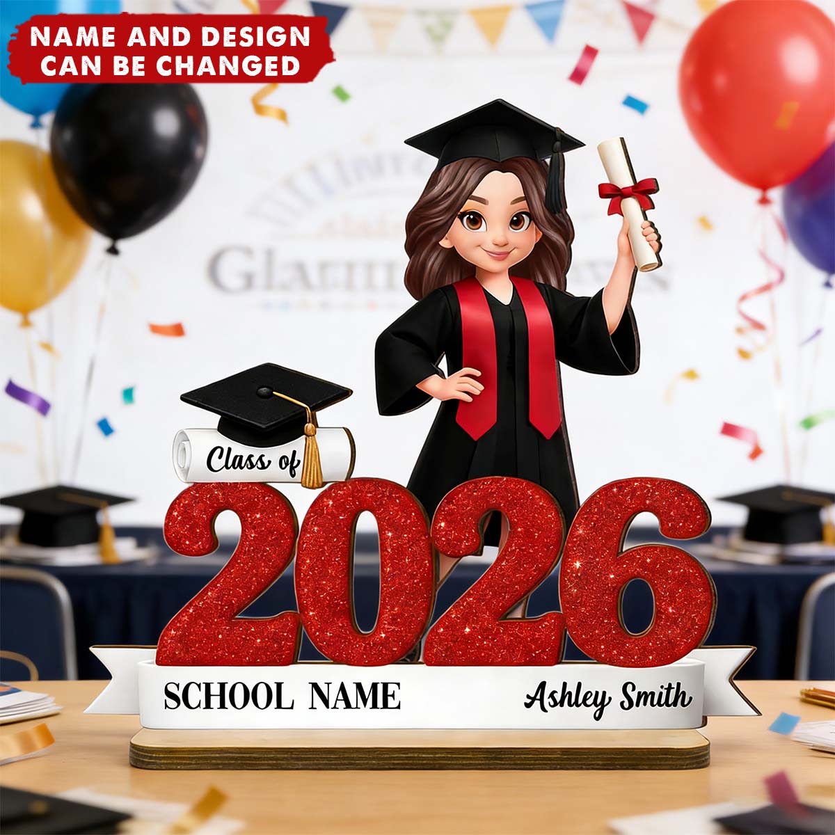Personalized 3D Effect Graduation Wooden Plaque With Name & Design | Gift For Class Of 2026