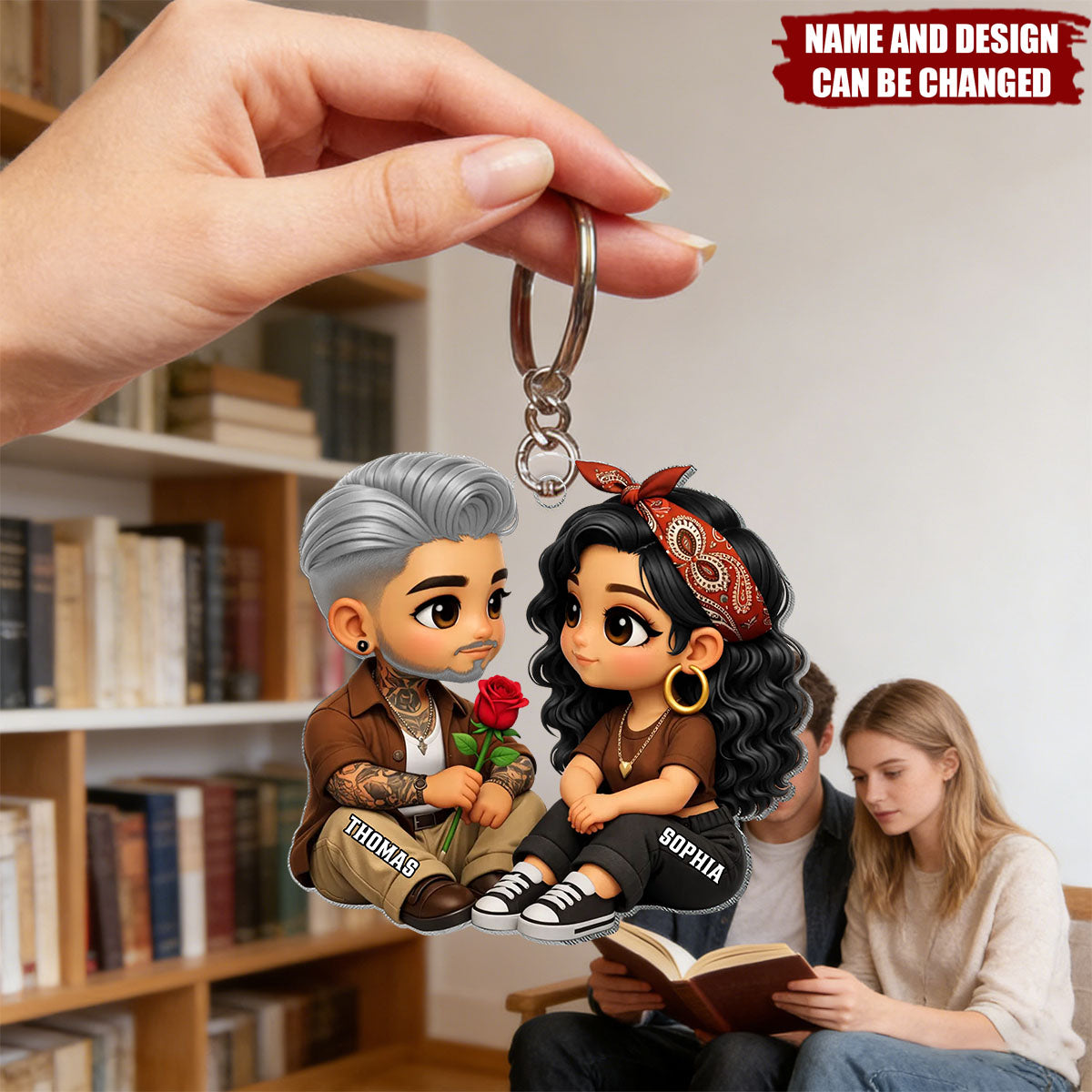 Personalized 3D Effect Streetwear Couple Keychain With Names & Icons - Valentine's Day Surprise Birthday Gift For Boyfriend Girlfriend