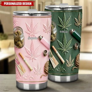 Personalized 3D Effect Weed Leaf Tumbler With Name & Color | Creative Birthday Or Father’s Day Surprise For Dad Man