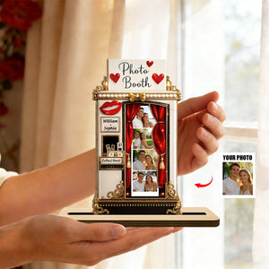 Personalized 3D Effect Retro Photo Booth 2-Layer Wood Plaque With Names – Valentine's Day & Wedding Gift For Couple