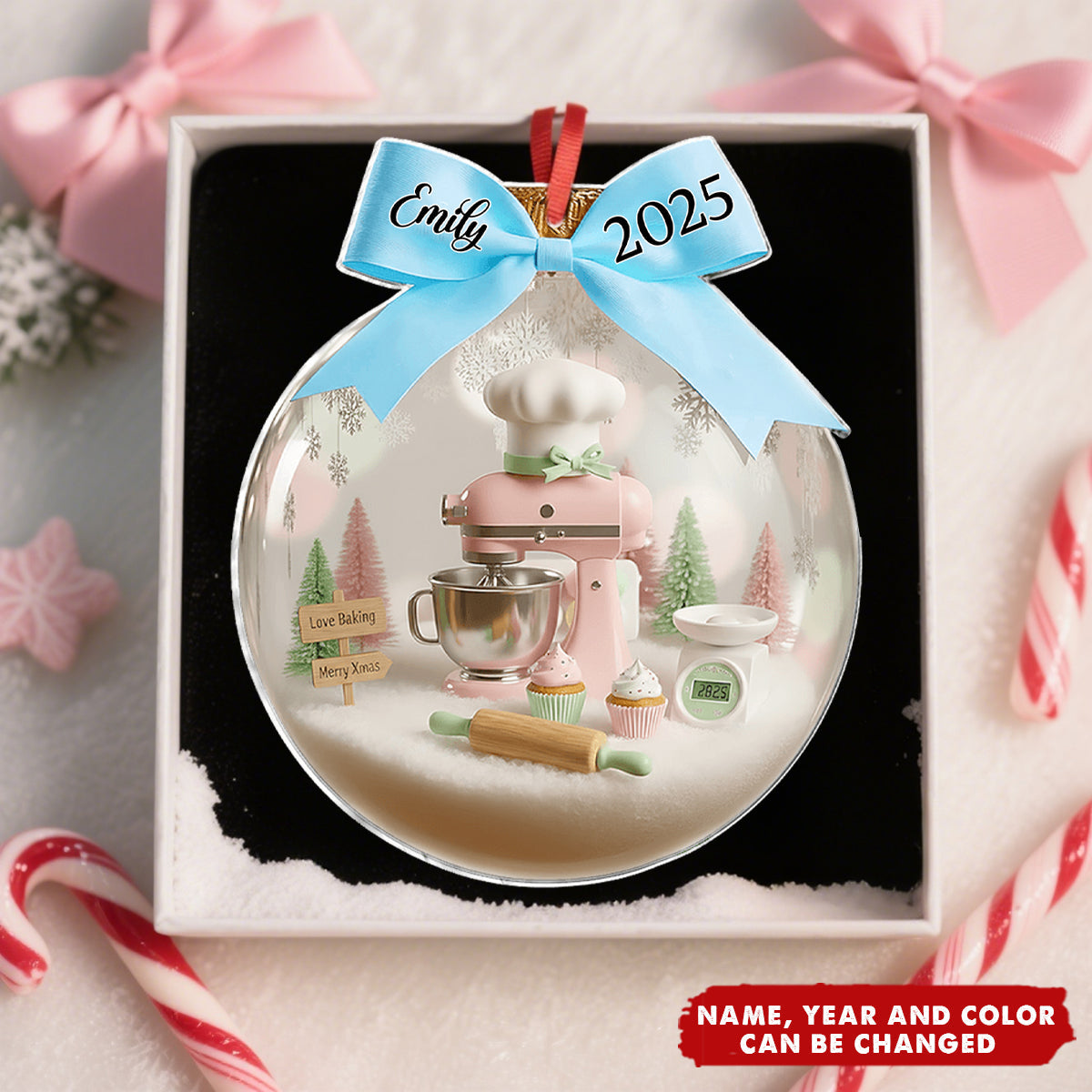 Personalized "Love Baking" Acrylic Ornament With Baker's Name & Year Whimsical Gift For Bakers & Cookie Lover