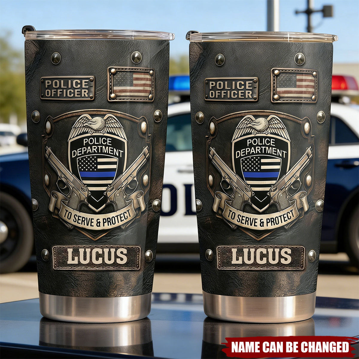 Personalized "To Serve & Protect" Stainless Steel Insulated Tumbler With Name - New Police Academy Graduation Gift Retirement Keepsake For Officers