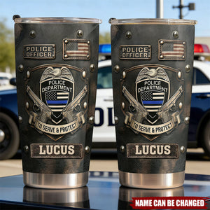 Personalized "To Serve & Protect" Stainless Steel Insulated Tumbler With Name - New Police Academy Graduation Gift Retirement Keepsake For Officers
