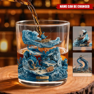 Personalized Fishing Theme Whiskey Glass With Design | Name | "Everything Will Kill You" Funny Birthday Father’s Day Gift For Men & Anglers