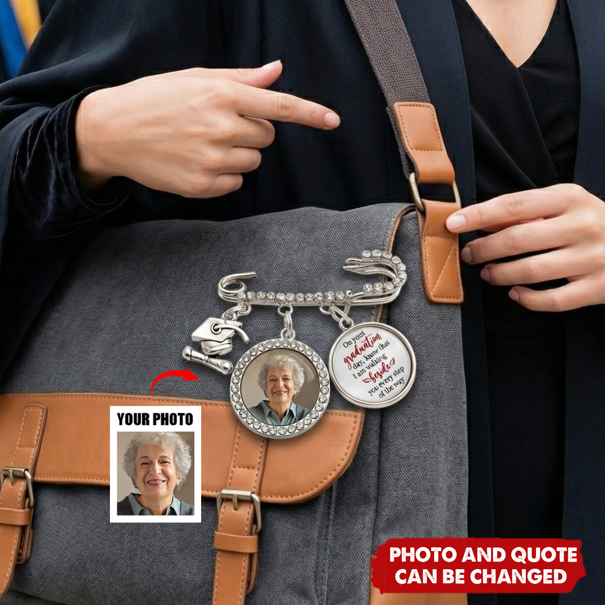 Personalized "This Is For You" Memorial Graduation Lapel Pin With Photo Charms -Gift For Senior 2026