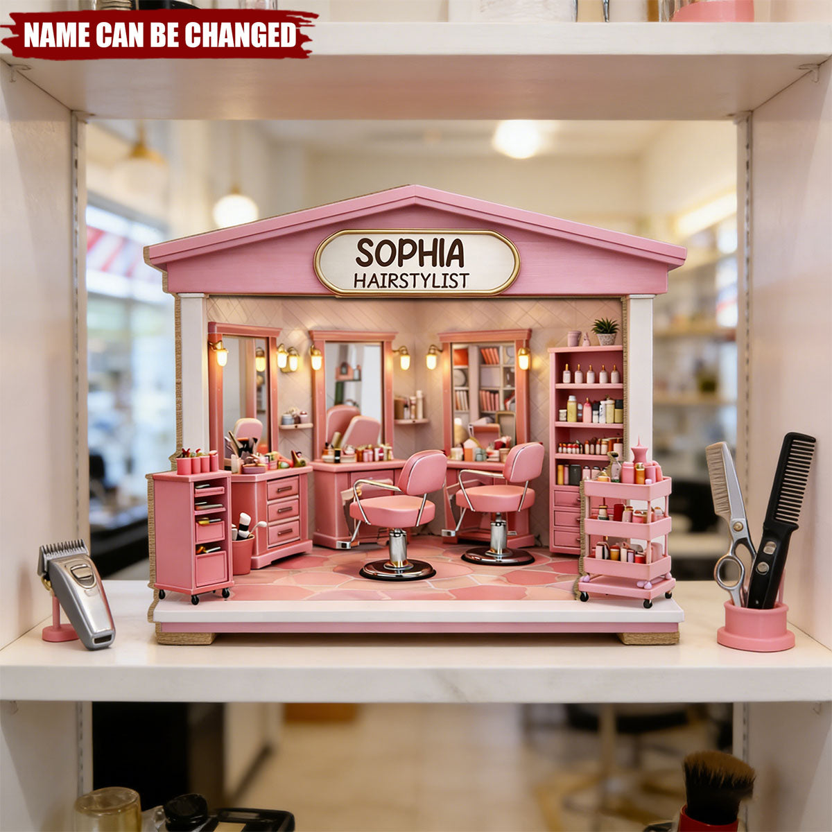 Personalized 3D Effect A Local Salon Dream Wooden Plaque With Name - Creative Birthday Grand Opening Gift  For Hairdressers Hair Stylists