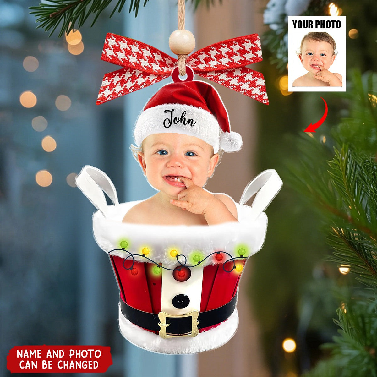 Personalized "Baby's First Christmas" Ornament With Name & Photo,Treasured Christmas Gift For New Parents & Grandparents