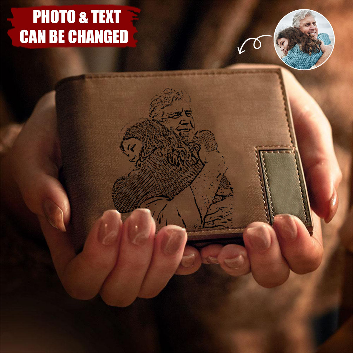 Custom Photo Engraved Personalized Wallets, Gifts For Men Gift For Father's Day