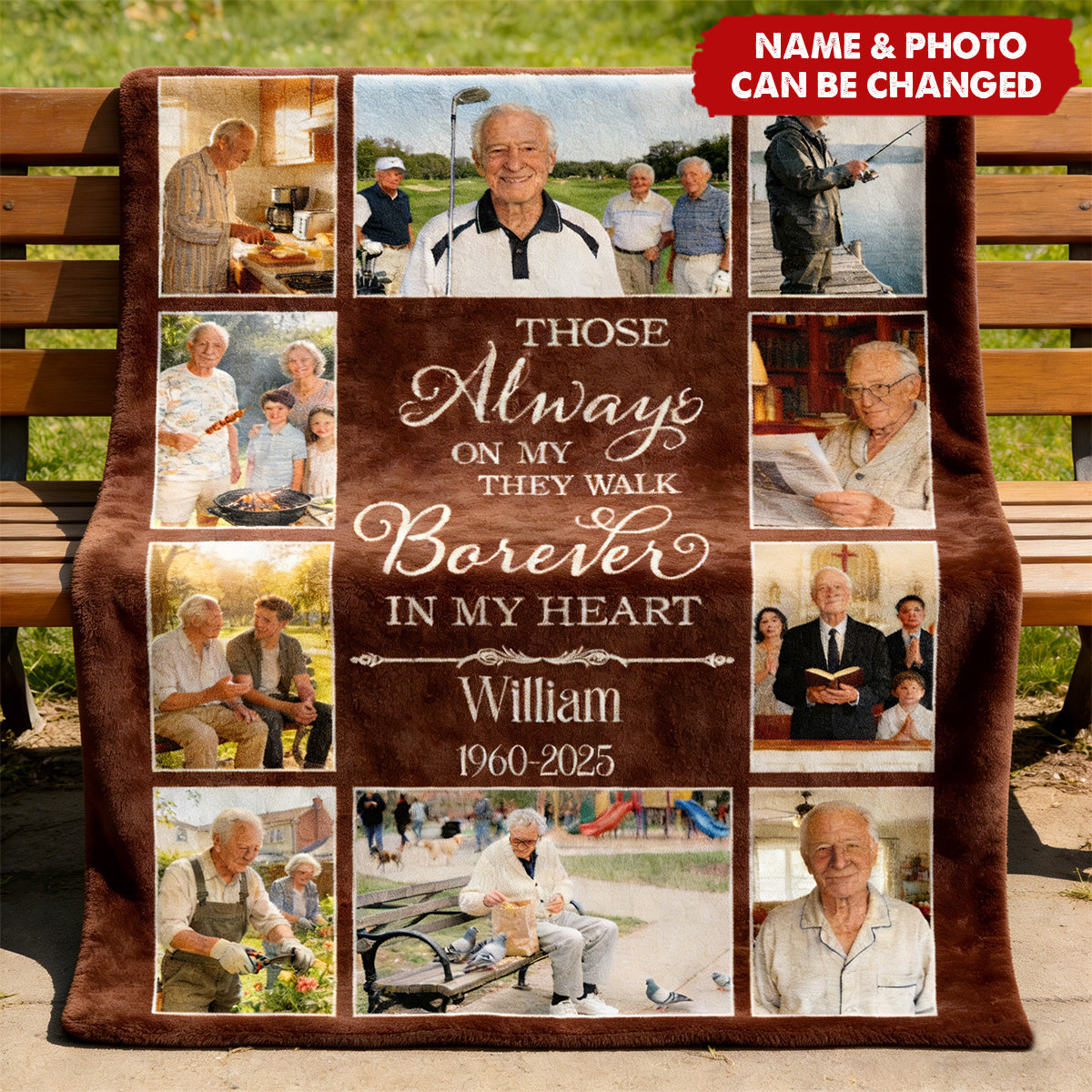 Personalized Memorial Photo Collage Blanket With 10 Photos & Quote & Name & Year | Heartfelt Bereavement & Sympathy Gift For Grieving Families