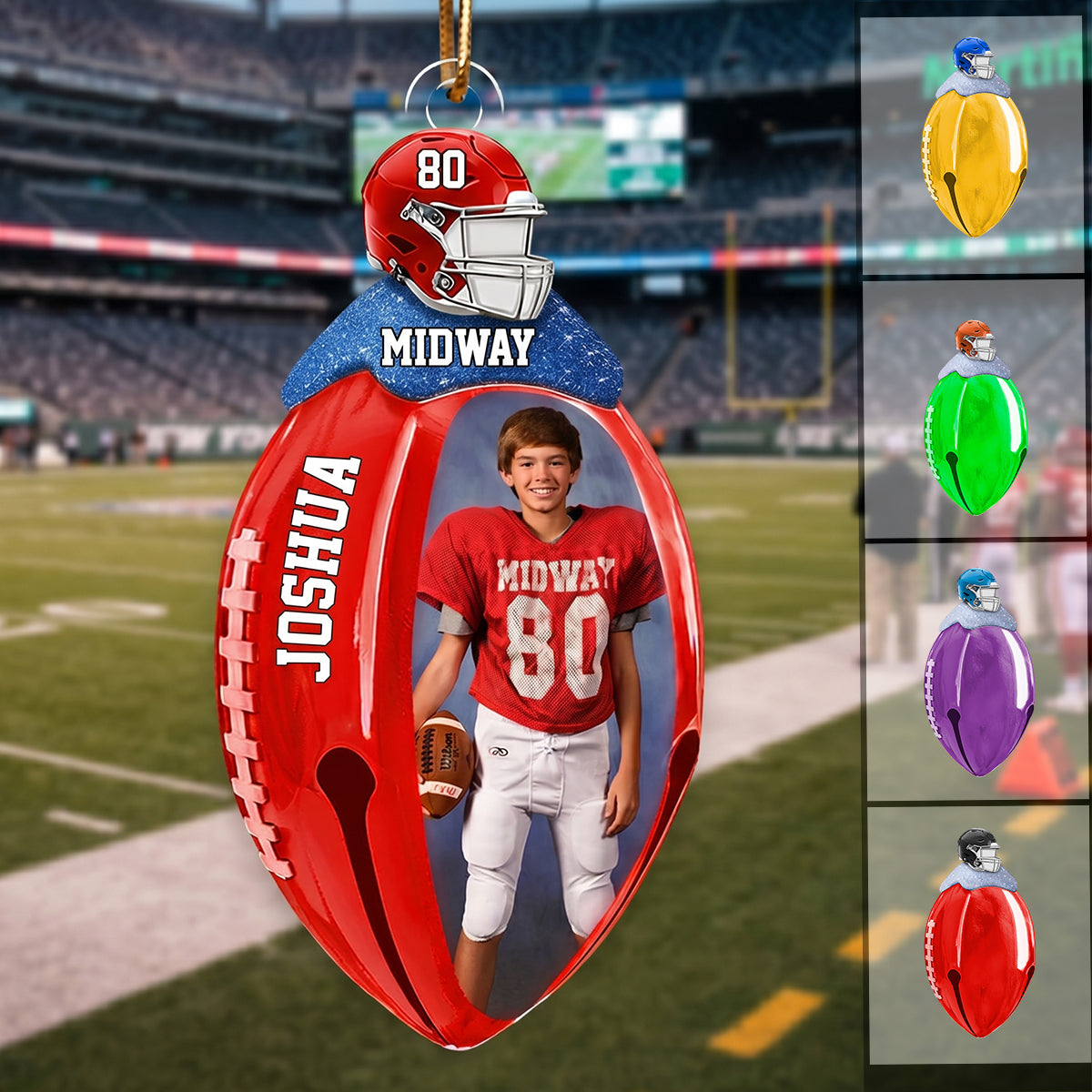 Personalized Football Bell Acrylic Ornament - Sports Keepsake Gift for Football Lover