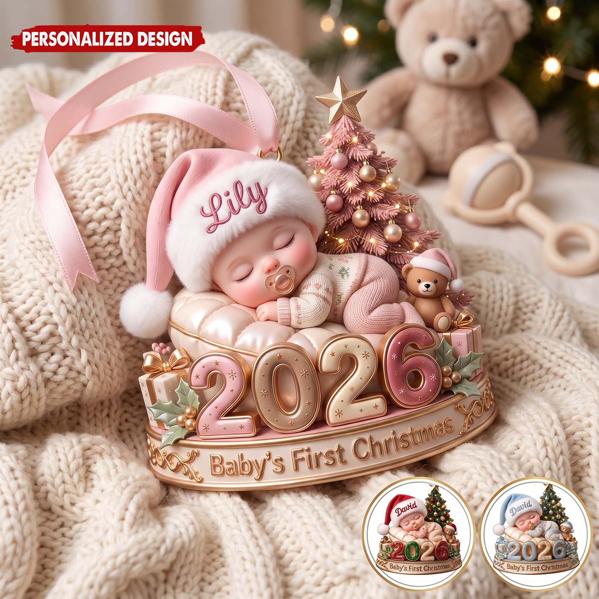 Personalized Baby's First Christmas 2026 Ornament - Christmas Keepsake Gift For Newborn, New Parents