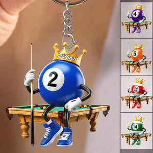 Personalized Billiard Ball Crown Acrylic Keychain | Birthday & Christmas Gift For Billiard Lovers