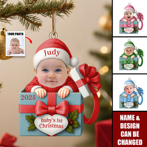 Personalized Baby Christmas Gift Box Ornament With Name Photo & Design Funny Newborn Gift For Family