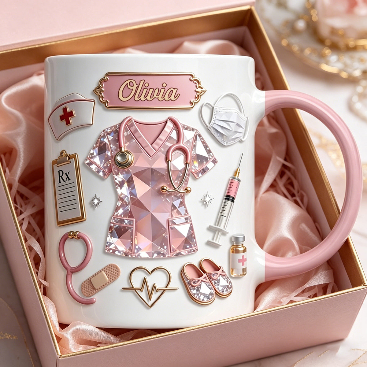 Personalized 3D Efftet Nurse Scrubs Mug - Gift For RN, LPN, Nursing Student, Medical Staff