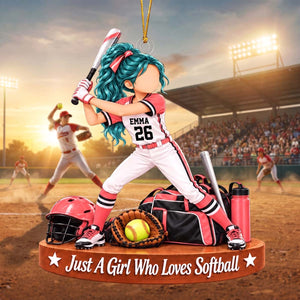 Personalized Softball Girl Acrylic Ornament - Christmas Gift For Teen Girls Softball Lover