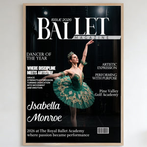 Personalized Name & Year Canvas Poster With Ballet Magazine Cover For Ballerina Room Decor