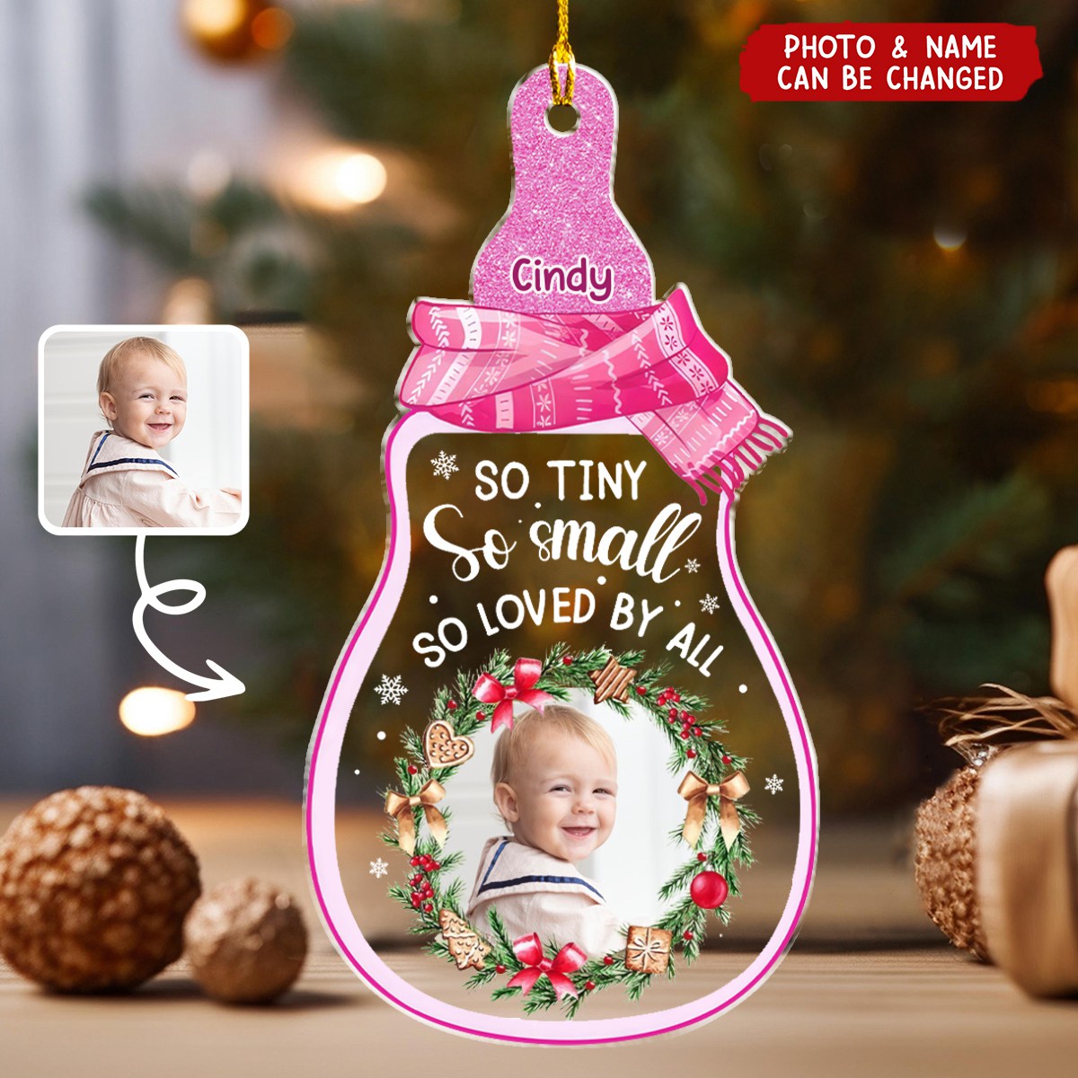 Personalized Christmas Ornament With Baby Photo & Name Gift For New Parents, So Tiny So Small So Loved By All
