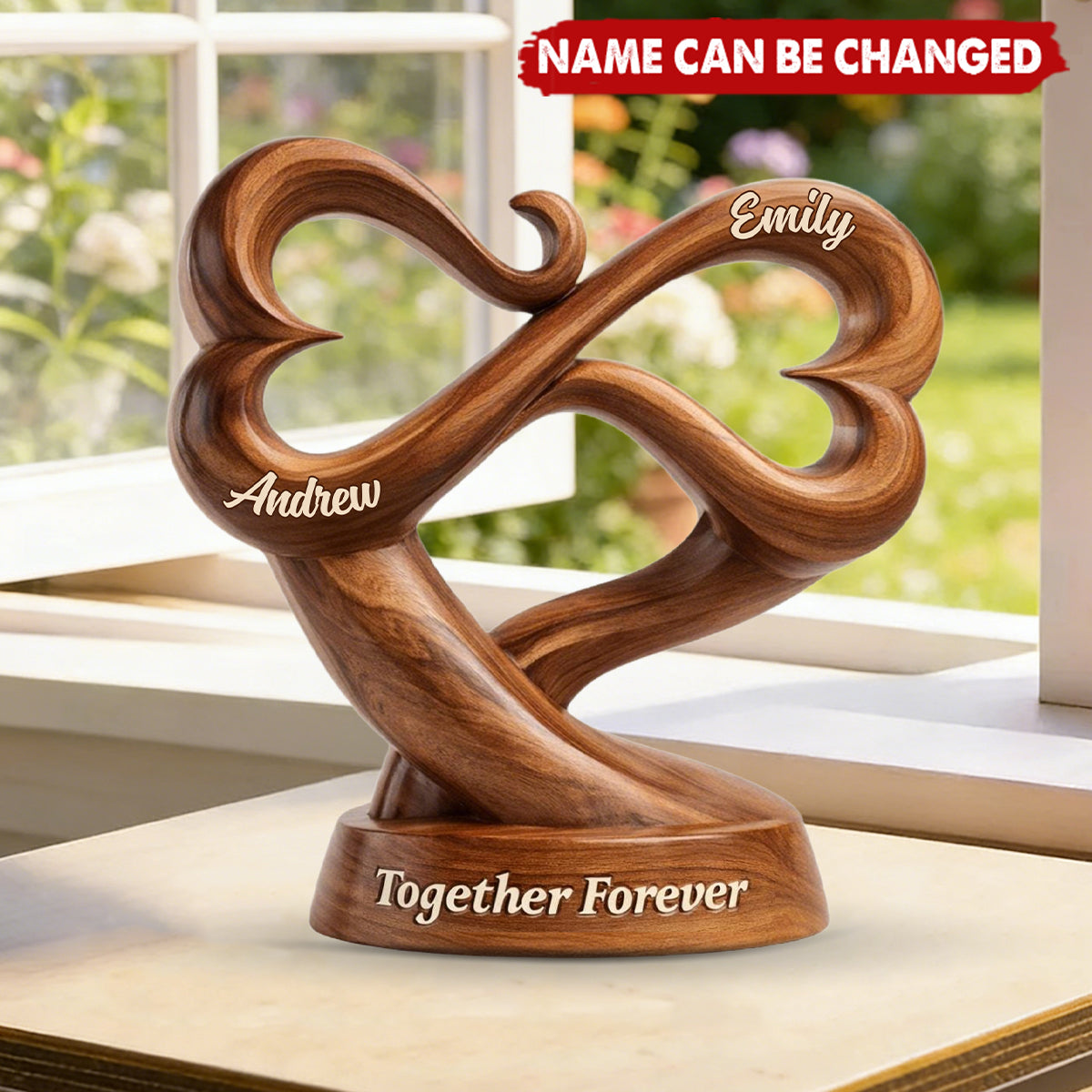 Personalized Infinity Heart Acrylic Plaque With Names | Romantic "Together Forever" Love Engagement Valentine's Day Gift For Couples