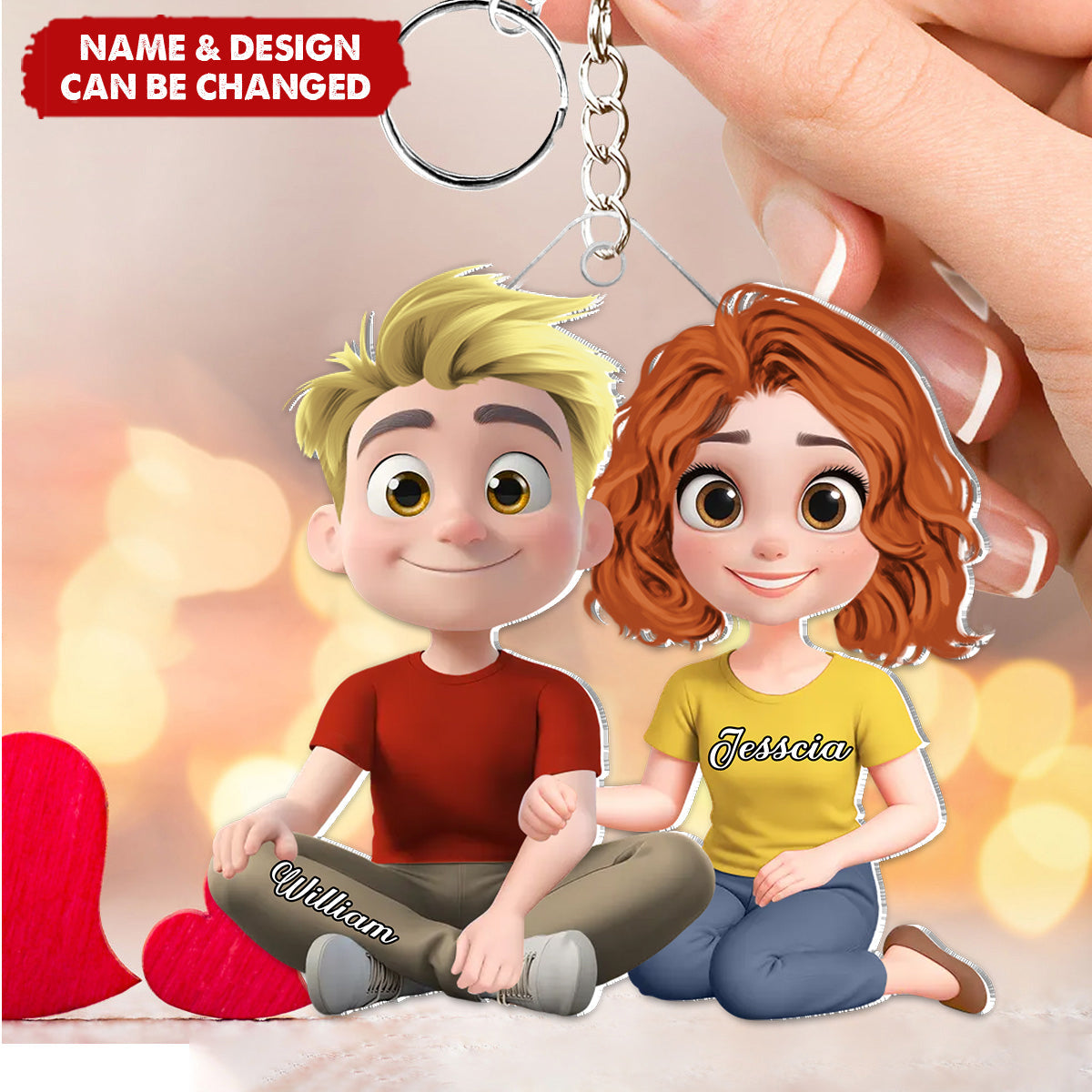 Personalized "Forever Love" Acrylic Keychain With Design & Names - Creative Valentine's Day  Anniversary Gift For Couples