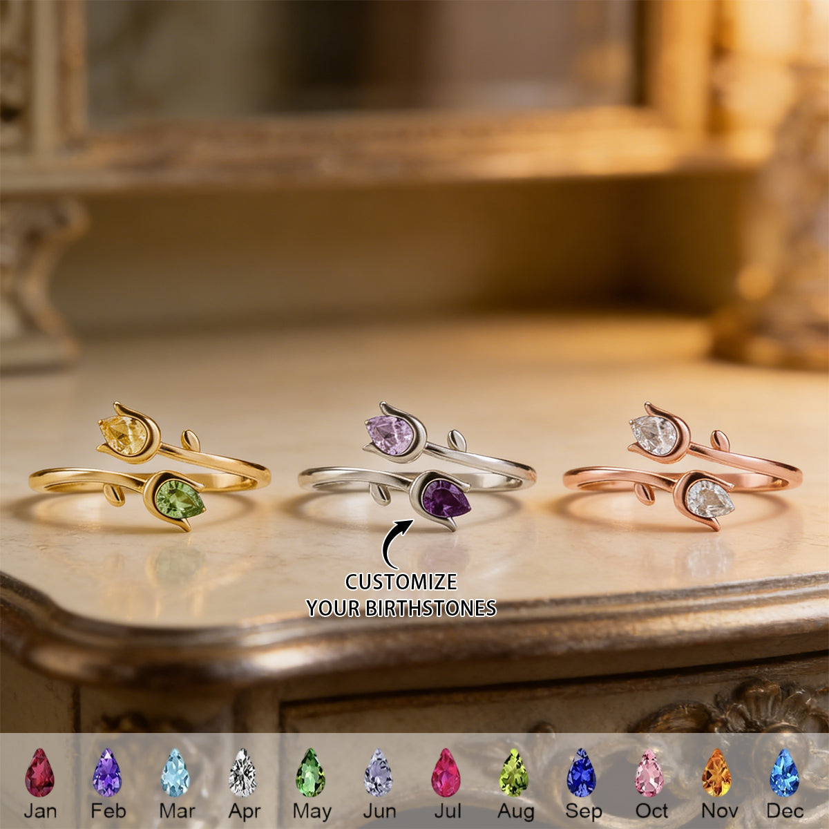 We Will Bloom In Our Own Lives - Personalized Birthstone Ring