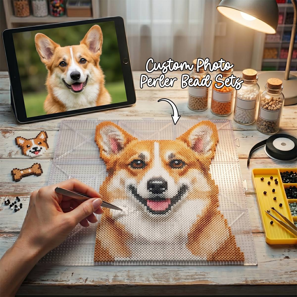 Custom DIY Perler Bead Sets - Upload Photo Gift For Pet Owners- All Tools Included
