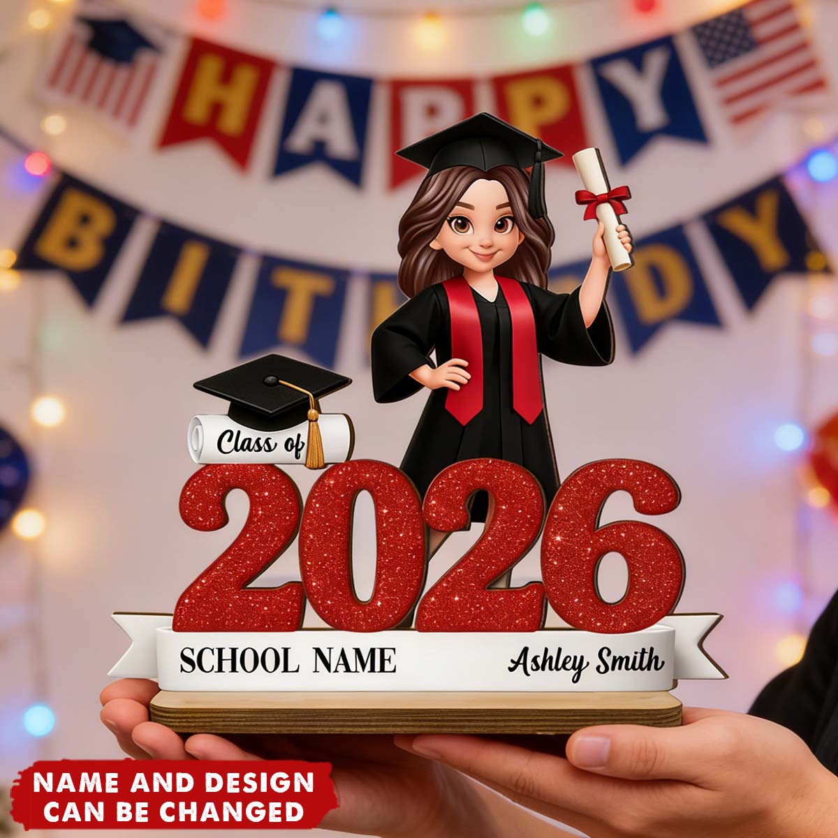 Personalized 3D Effect Graduation Wooden Plaque With Name & Design | Gift For Class Of 2026