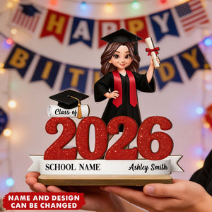 Personalized 3D Effect Graduation Wooden Plaque With Name & Design | Gift For Class Of 2026