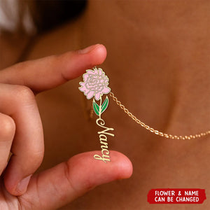 Custom Birth Month Flower Necklace - Personalized Floral & Name Pendant,Exclusive gift Birthday,Christmas,Anniversary For Her, Couple,Mom & Sister
