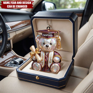 Class Of Graduation Bear - Personalized Acrylic Car Hanger Gift For Students