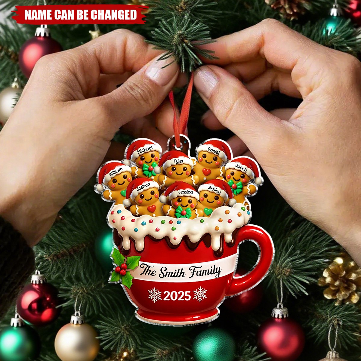Personalized Gingerbread Family Christmas Ornament With 2-10 Names,Treasure Happiest Christmas Memories For Family