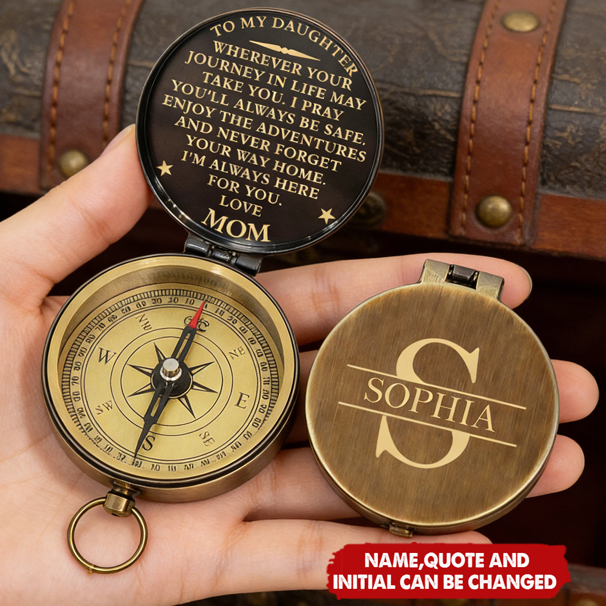 Wherever Your Journey In Life - Personalized Engraved Brass Compass