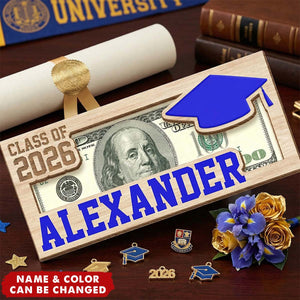 Custom Graduation Wood Money Holder With Name | Gift For Class Of 2026