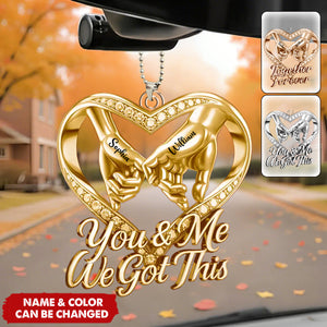 Personalized Swear Acrylic Heart Car Ornament With Names & Color & Quote - Unique Anniversary Valentine's Day Gift For Soulmates & Couples