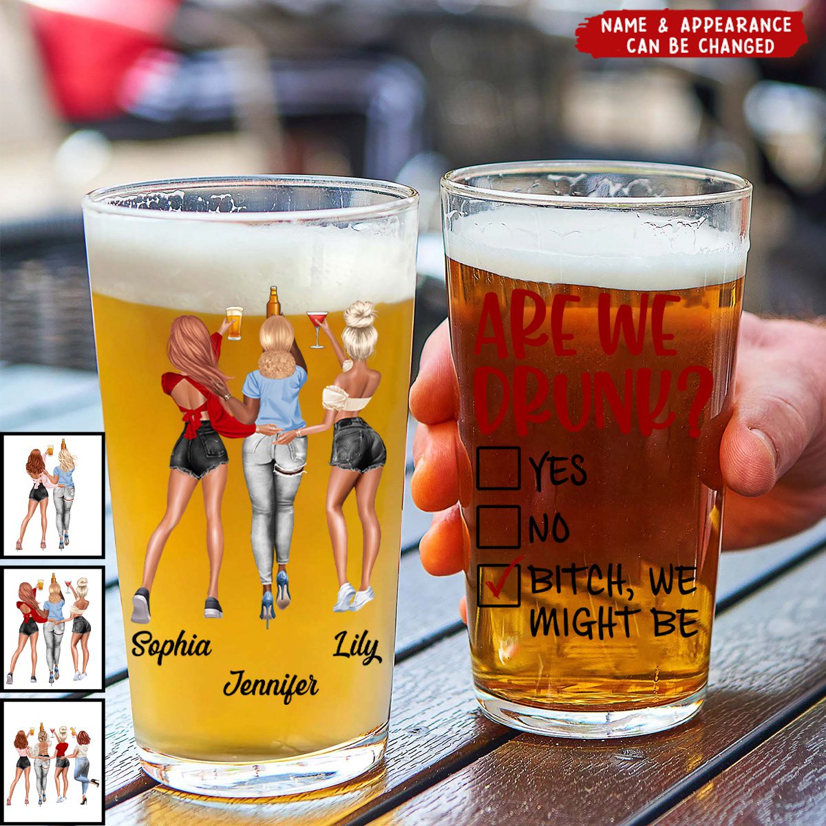 Personalized "Are We Drunk?" Beer Glass - Custom Name & Appearance, Commemorative Gift For Sisters For Besties