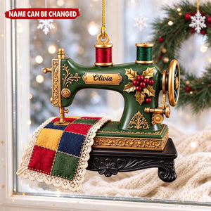 Personalized Christmas Sewing Machine Acrylic Ornament - Gifts For Seamstress & Crafters Sewing Lovers