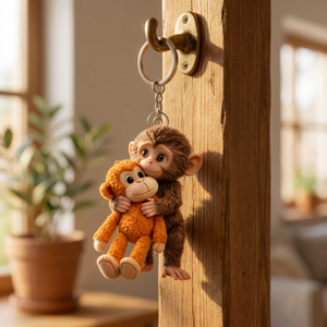 Monkey Punch 3D Effect Acrylic Keychain - Gift For Family Friends Loved Ones