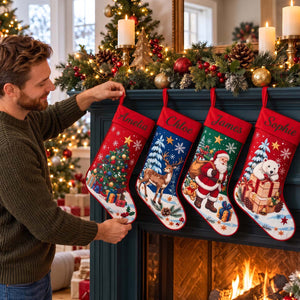 Personalized Christmas Stocking | Fireplace Hanging Decoration | Holiday Gift For Family Kids