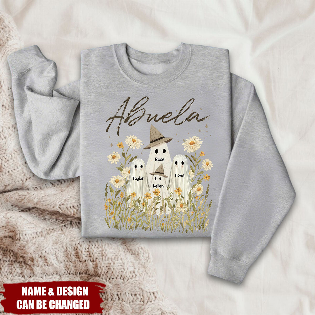 Custom Cute Ghost Nana & Kids Sweatshirt - Personalized Name And Design | Unique Gift for Halloween & Fall