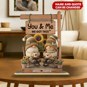 Personalized Cute Couple Rocking Chair 2-Layered Wooden Plaque With Names & Quote - Valentine's Day Decor | Anniversary Gift For Parents